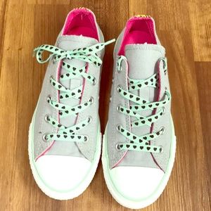 Converse size 2 Girls Grey and Mint